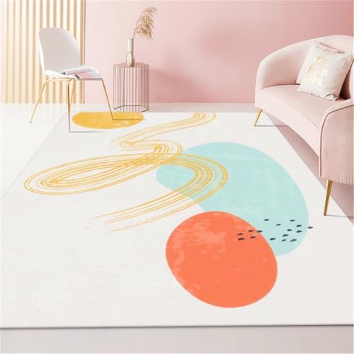RUGMRZ Teppich Flur Läufer Abstrakte Kunst rutschfest Waschbar Waschbarer Mehrfarbig Schöne Waschbare Teppiche In Waschmaschine 80X80CM von RUGMRZ