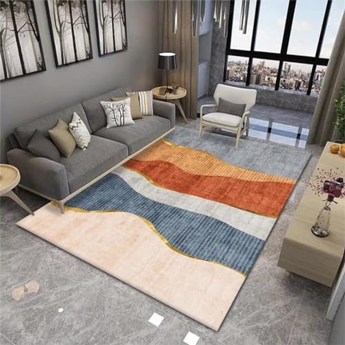 RUGMRZ Teppich FlurRugs for Living Room Antirutschmatte Teppich 50x150CM Teppich Flur lang grauBlauer, waschbarer Teppich im modernen, minimalistischen Design esstisch groß von RUGMRZ