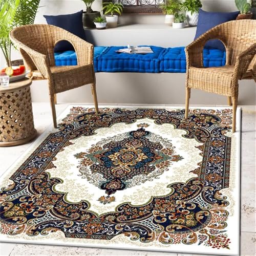 RUGMRZ Teppich FlurTeppich Fussbodenheizung Geeignet wohnzimmerteppich 60x90CM elegant Wohnzimmer möbel MehrfarbigBlauer Vintage-Blumenteppich küchen läufer von RUGMRZ