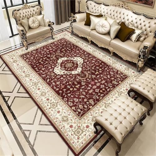 RUGMRZ Teppich FlurWohnzimmerteppich Aussenbereich 60x90CM Wohnzimmer kurzflor rotRetro-Blumen-Teppich Kinderzimmer Junge von RUGMRZ