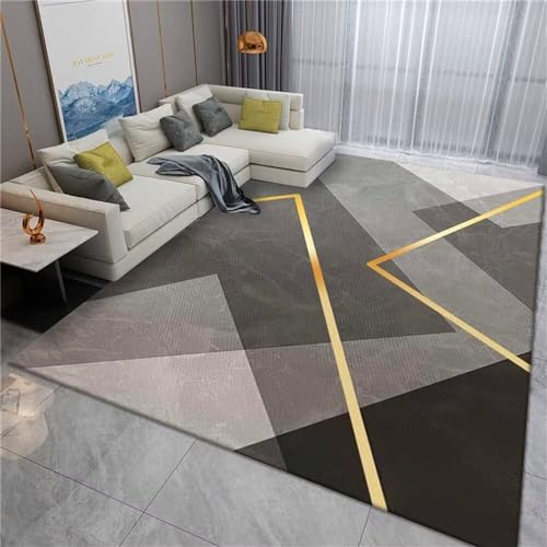 RUGMRZ Teppich Für Draußen Teppich Bad Fuzzy Teppich grau rechteckig geometrisches Design Sofa Teppich Verschleißfestigkeit Teppich Jungen Jugendzimmer 200X260CM von RUGMRZ