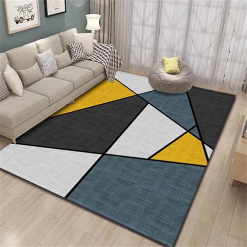 RUGMRZ Teppich Für Esszimmer 120X160Cm Teppiche Wohnzimmer 43 Farbige Schlafzimmer Einfache Heimwettgeometrie Gelb Blau Schreibtischstuhl Dekoration von RUGMRZ
