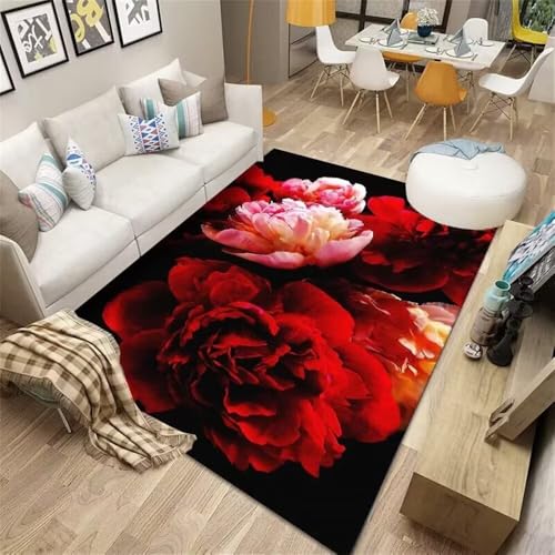 RUGMRZ Teppich Für Terrasse 140x200CM schwarz verschleißfeste Schalldämmung Kinderteppich Junge Roter rechteckiger Wohnzimmerteppich Zimmer deko mädchen bodenschutzmatte bürostuhl von RUGMRZ