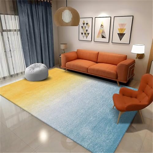 RUGMRZ Teppich Geometrisch Für Bürostuhl Blau-gelbes Farbschema modern anpassbar Kinderzimmer Maedchen Esstisch 120X200CM von RUGMRZ