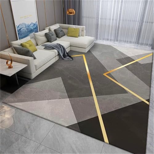 RUGMRZ Teppich Grau Teppich Flach Gewebt Grau-gelber rechteckiger Schlafzimmerteppich mit geometrischem Design kann angepasst Werden Kuschelige Teppiche 200x250cm von RUGMRZ