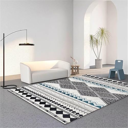 RUGMRZ Teppich GünstigTeppich Für Eingang teppiche zum Wohnzimmer 100x160CM hell blauGrauer schwarzer geometrischer Kitchen von RUGMRZ