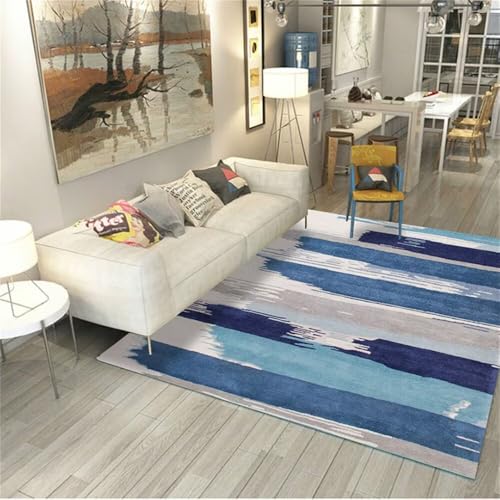 RUGMRZ Teppich Jugendzimmer Flur 160x230CM gleitschutz Kunstdesign Wohnzimmerteppich blau Grauer moderner rechteckiger Kinderteppich Waschbar von RUGMRZ
