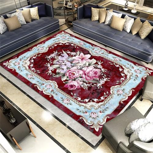 RUGMRZ Teppich Jugendzimmer Für Esszimmer 160x230CM Muster waschbarer kinderzimmer rot Blau Rosa Lila Bett Creative Color Matching von RUGMRZ