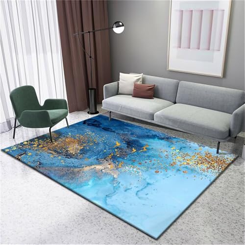 RUGMRZ Teppich Jugendzimmer Mädchen Antirutschmatte Gelbe und Blaue Tuschemalereien können individuell gestaltet Werden. Teppichreinigung Esstisch Groß 200X300CM von RUGMRZ