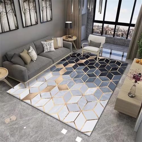 RUGMRZ Teppich JugendzimmerTeppich Esstisch Groß 100x160CM Jugendzimmer BlauModerner geometrischer Balkonteppich von RUGMRZ