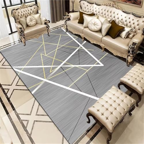 RUGMRZ Teppich JugendzimmerTürmatte Innen Wohnzimmer kurzflor 100x160CM Waschbar In Waschmaschine GrauSchmutzabweisender und pflegeleichter schöne deko von RUGMRZ