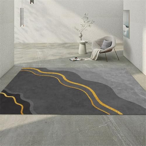 RUGMRZ Teppich Jungen JugendzimmerEsszimmer Für Esszimmer 150x200CM bodenmatte kinderzimmer GoldfarbenGrauschwarzer Abstrakter Streifen-Teppich. Kuschelig RUGMRZ Teppich Jungen JugendzimmerEsszimmer Für Esszimmer 150x200CM bodenmatte kinderzimmer GoldfarbenGrauschwarzer Abstrakter Streifen-Teppich. Kuschelig von RUGMRZ