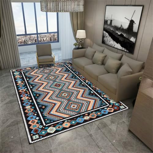 RUGMRZ Teppich Jungen JugendzimmerFußboden Vorleger schlaffen Zimmer 150x200CM elegant Bettvorleger Schlafzimmer MehrfarbigBlauer moderner geometrischer Teppich. kinderzimmer teppiche Jungs von RUGMRZ