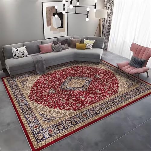 RUGMRZ Teppich Kinderzimmer 140x200CM Designer small Bedroom Rugs for Adults rot Blauer Retro-Blumen-Teppich. und sind verschleißfest kurzflor RUGMRZ Teppich Kinderzimmer 140x200CM Designer small Bedroom Rugs for Adults rot Blauer Retro-Blumen-Teppich. und sind verschleißfest kurzflor von RUGMRZ