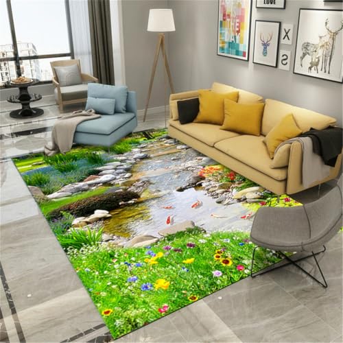 RUGMRZ Teppich Kinderzimmer Mädchen Rund 180X280Cm Dekoration Wohnung Modern Grün Gameing Room Deko Teppiche Waschbarer Küche Dekofischschule Lotusbl RUGMRZ Teppich Kinderzimmer Mädchen Rund 180X280Cm Dekoration Wohnung Modern Grün Gameing Room Deko Teppiche Waschbarer Küche Dekofischschule Lotusbl von RUGMRZ