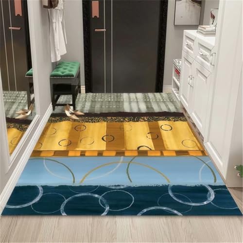 RUGMRZ Teppich Kinderzimmer Regenbogen 80X120Cm Junge Gold Gemütliche Deko Arbeitszimmer Matten & Teppicheflurtür Schmutzabweisend rutschfest Art Blau von RUGMRZ