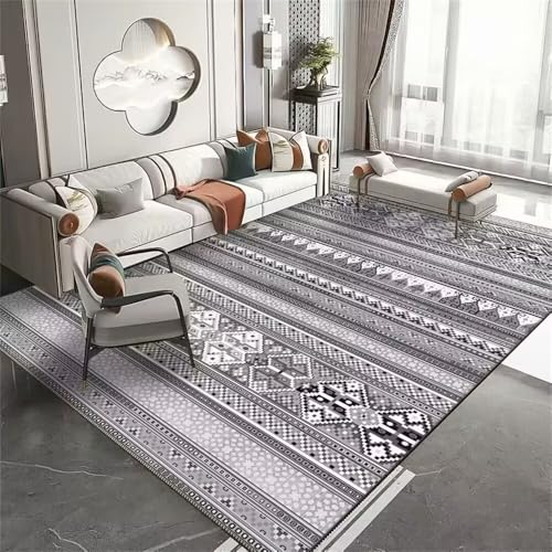RUGMRZ Teppich Kinderzimmer Waschbar 160x230CM schlafzimmerteppich Küchen Teppiche Kitchen Grau Schmutzabweisender geometrischer arbeitszimmer Schlafzimmer klein von RUGMRZ