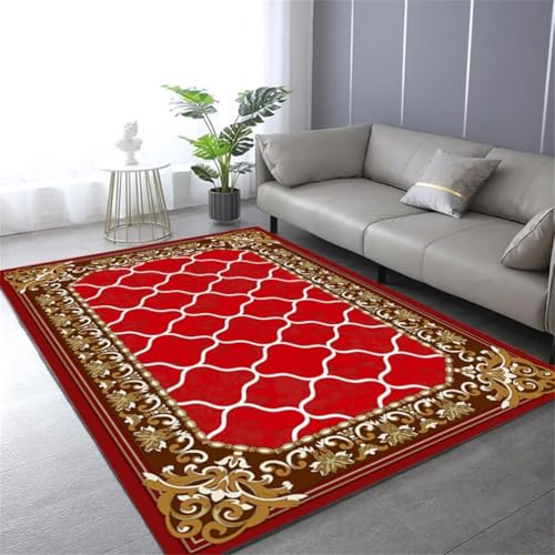 RUGMRZ Teppich KleinDeko flurteppich rutschfest 50x80CM schmutzfangmatte waschbar rotTeppich, der leicht zu waschen und pflegen ist. von RUGMRZ