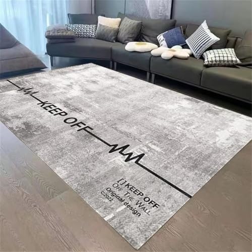 RUGMRZ Teppich KleinTeppich Waschbar In Waschmaschine Für Esszimmer 50x80CM Muster GrauModerner, minimalistischer Teppich. Carpet Relax von RUGMRZ