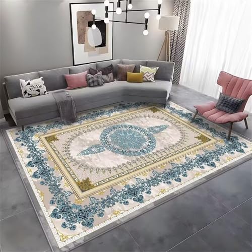 RUGMRZ Teppich Kurzflor 80x120CM Outdoor groß straße Kinder Blau Grüner Grauer Blumenteppich minimalistisches Design büro von RUGMRZ