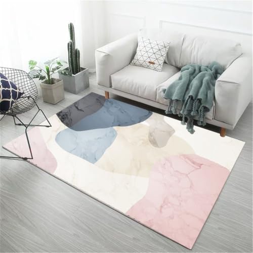 RUGMRZ Teppich Kurzflor Modernes Minimalistisches Rutschfestes Geometrisches Blau Zimmer Rosa Unter Esstisch Anti Rutsch Für 50X80CM RUGMRZ Teppich Kurzflor Modernes Minimalistisches Rutschfestes Geometrisches Blau Zimmer Rosa Unter Esstisch Anti Rutsch Für 50X80CM von RUGMRZ