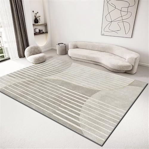 RUGMRZ Teppich Kurzflor wohnzimmercouch 90x150CM Kinder teppiche Grau Moderner gestreifter Kinderzimmer Junge Flur von RUGMRZ