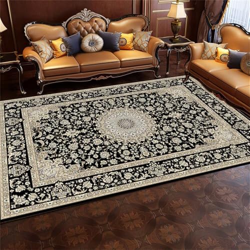 RUGMRZ Teppich Kuschelig 180x250CM eingangsbereich kinderzimmer waschbar Schwarz Retro-Blumen-Teppich Design kleine teppiche RUGMRZ Teppich Kuschelig 180x250CM eingangsbereich kinderzimmer waschbar Schwarz Retro-Blumen-Teppich Design kleine teppiche von RUGMRZ