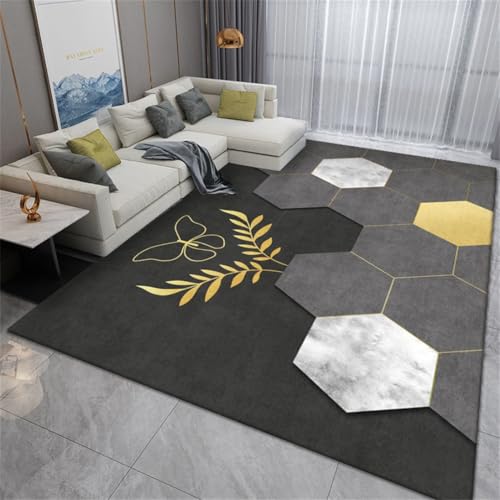 RUGMRZ Teppich Läufer Flur rutschfest 200X300Cm Waschbar 2 Schwarz Leichtes Luxus Wohnzimmer Einfaches Schlafzimmer Abwaschbar Kinderzimmer Mädchen von RUGMRZ