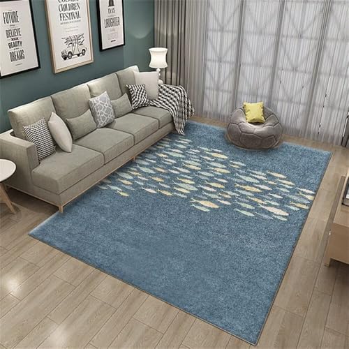 RUGMRZ Teppich Läufer rutschfest 140x200CM blau flurläufer Outdoorteppich für Heimdekoration Wohnzimmerteppich schöne deko pflegeleicht von RUGMRZ