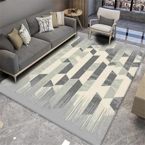 RUGMRZ Teppich Lang 130X190Cm rutschfeste Unterlage 20 Grau Einfaches Wohnzimmer Schlafzimmer Zu Hause Voll Möbliert Geometrisch Maschinenwaschbar Möbelgleiter Antirutsch von RUGMRZ