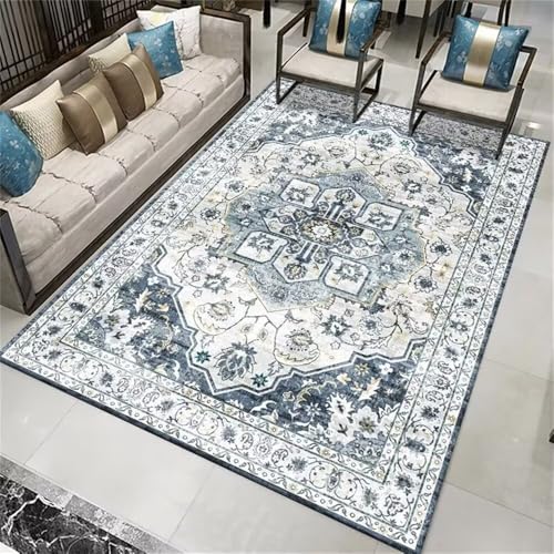 RUGMRZ Teppich Lang 250x300CM jugendzimmer Jungen für esszimmer Blau Waschbarer Blumenteppich modernes Wohnzimmer-Accessoires Flur von RUGMRZ