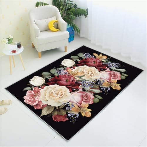 RUGMRZ Teppich Lang 300X400Cm Kinderzimmer Schwarz Schlafzimmer Ultra Soft Modern Area Rugs Flur Rutschfestwohnzimmer Mädchen Warmes Blumenmuster We RUGMRZ Teppich Lang 300X400Cm Kinderzimmer Schwarz Schlafzimmer Ultra Soft Modern Area Rugs Flur Rutschfestwohnzimmer Mädchen Warmes Blumenmuster We von RUGMRZ