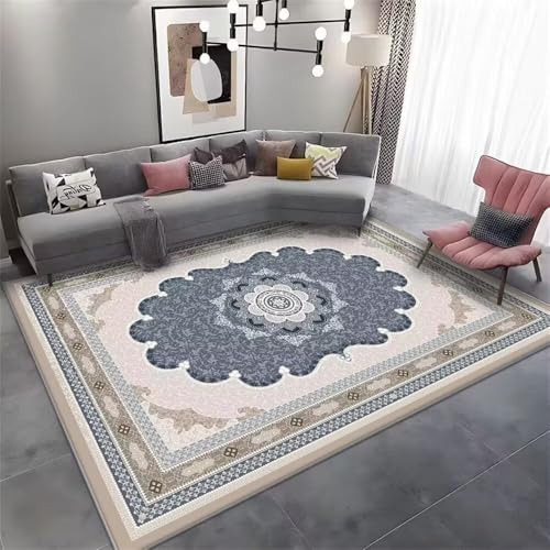 RUGMRZ Teppich Mädchen 160x230CM Rechteckig Outdoorteppich Blau Retro-Blumen-Teppich büro Teppiche Groß Für Wohnzimmer von RUGMRZ