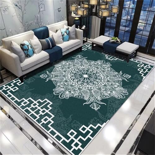 RUGMRZ Teppich Mädchen Couchtisch Deko Grüne Textur modern waschbar Küchenvorleger Fell Teppiche Für Schlafzimmer 60X90CM von RUGMRZ