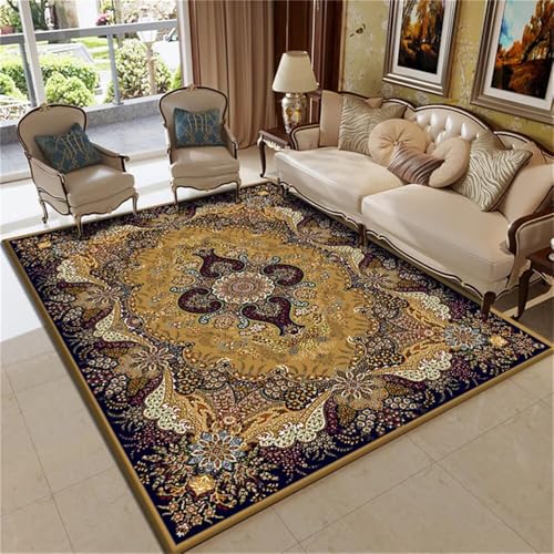 RUGMRZ Teppich Mädchen Gleitschutz Gelber Retro-Stil waschbar Gewebt Tepiche Für Schlafzimmer 160X230CM von RUGMRZ
