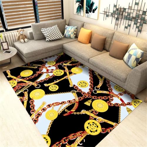 RUGMRZ Teppich Mädchen Kinderzimmer 200X200Cm Kuschelige Teppiche 38 Gelb Retro Goldenes Rechteckiges Rutschfestes Wohnzimmer Klassisch Flur Läufer Outdoorteppich von RUGMRZ