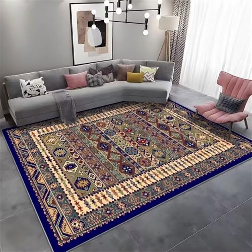 RUGMRZ Teppich Mädchen Kinderzimmer 300x400CM XXL Couch Wohnzimmer Blau Multifarbener, Retro-geometrischer Teppich. gleitschutz rutschfest waschbar RUGMRZ Teppich Mädchen Kinderzimmer 300x400CM XXL Couch Wohnzimmer Blau Multifarbener, Retro-geometrischer Teppich. gleitschutz rutschfest waschbar von RUGMRZ