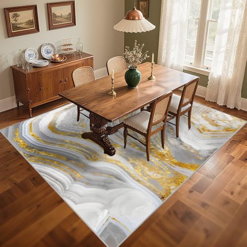 RUGMRZ Teppich Mädchen Kinderzimmer Einfach zu säubern 70x100cm grau gelb, Abstraktes Design für Flur Kinderzimmer von RUGMRZ