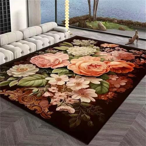 RUGMRZ Teppich Mädchen Rote Blume Schlafzimmer Wohnzimmer Esszimmer Rutschstopp 60x100cm von RUGMRZ