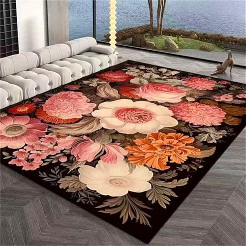 RUGMRZ Teppich Mädchen Rote Blume Schlafzimmer Wohnzimmer Esszimmer Waschbar 60x90cm von RUGMRZ