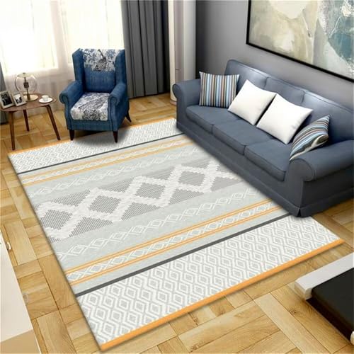 RUGMRZ Teppich Mit Muster Teppich Wohnzimmer grau blau gelb geometrisches Gitterdesign modern waschbar Kinderteppich Jungen 140x210cm RUGMRZ Teppich Mit Muster Teppich Wohnzimmer grau blau gelb geometrisches Gitterdesign modern waschbar Kinderteppich Jungen 140x210cm von RUGMRZ