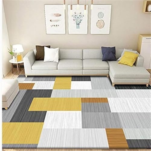 RUGMRZ Teppich Modern Design 120X160Cm Läufer Flur 9 Weiß Moderne Minimalistische Geometrische Wohnzimmer Rechteck Für Haushalt Gelb Waschbar In Waschmaschine Piano von RUGMRZ