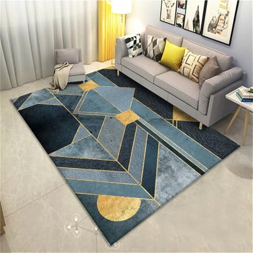 RUGMRZ Teppich Modern Design Outdoorteppich Grau-Blaue geometrische Designlinie Dekoration rutschfest Flickenteppich Waschbar Kinder Teppiche 80X120CM RUGMRZ Teppich Modern Design Outdoorteppich Grau-Blaue geometrische Designlinie Dekoration rutschfest Flickenteppich Waschbar Kinder Teppiche 80X120CM von RUGMRZ