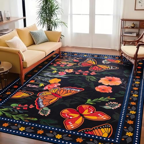 RUGMRZ Teppich Muster 200X300Cm Kinderzimmerteppich Junge 12 Mehrfarbige Waschbare+Teppiche Kuschelecke Kinderzimmer Retro Schmetterling Heimdekoration Wohnzimmer Schlafzimmer von RUGMRZ