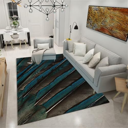 RUGMRZ Teppich Nach MassGroßer Mädchen 60x90CM GrauschwarzBlauer mit Federdesign. Für Küche von RUGMRZ