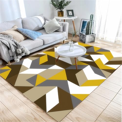 RUGMRZ Teppich Orientalisch 180X250Cm Flur Mehrfarbig Modern Design Outdoor XXL Deko Küchegeometrisches Einfaches Sofa Wohnzimmer rutschfest Gelb von RUGMRZ