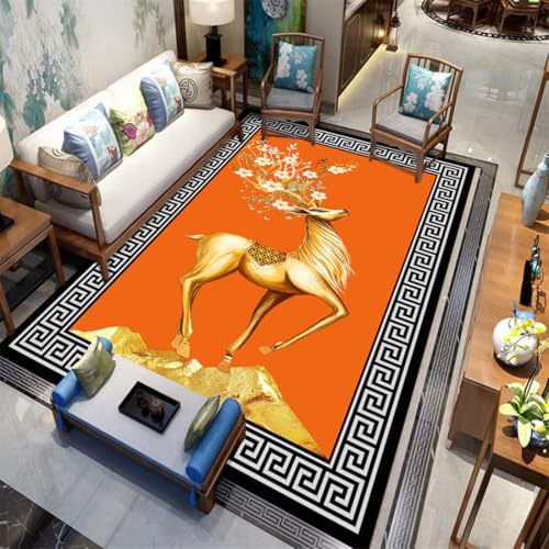 RUGMRZ Teppich Ornament 80X160Cm Designer Teppiche 10 Fleckerlteppich Flur Waschbar Traditionelles Wohnzimmer Arbeitszimmer Schlafzimmer Sofa Haushalt Orange von RUGMRZ