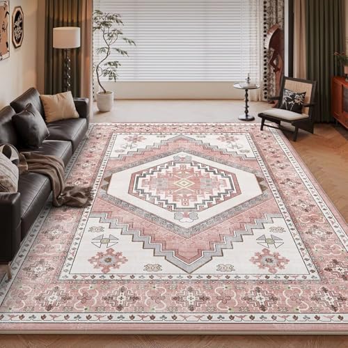 RUGMRZ Teppich Pflegeleicht Rosa 80x120cm,Waschbar in Waschmaschine Fußmatten,Retro für Eingang,Innen,Wohnzimmer von RUGMRZ