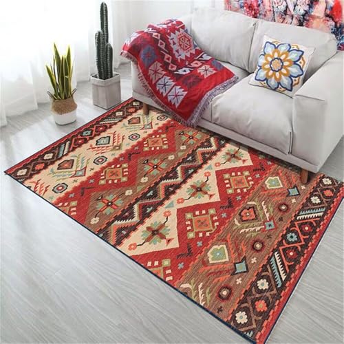 RUGMRZ Teppich PflegeleichtTeppich Bettvorleger schmutzfangmatte waschbar 150x200CM Moderne Wohnzimmeraccessoires rotMehrfarbiger Retro-Blumenteppich gameing Room deko teppiche RUGMRZ Teppich PflegeleichtTeppich Bettvorleger schmutzfangmatte waschbar 150x200CM Moderne Wohnzimmeraccessoires rotMehrfarbiger Retro-Blumenteppich gameing Room deko teppiche von RUGMRZ