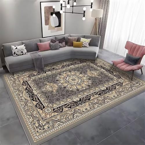 RUGMRZ Teppich Rechteckig 160x230CM tür gleitschutz Grau Schwarzer, schmutzabweisender und pflegeleichter Teppich. Outdoorteppich Zimmers Teppichboden von RUGMRZ